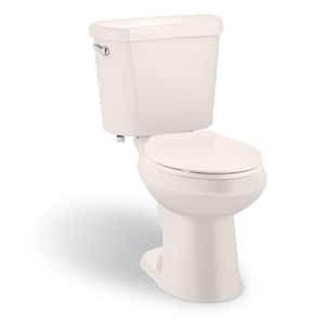 12 inch Rough In Two-Piece 1.28 GPF Single Flush Elongated Toilet in Biscuit Seat Included