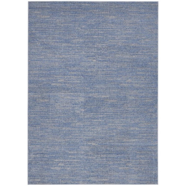 Blue, Gray 6 ft. x 9 ft. Woven Polypropylene Indoor/Outdoor Area Rug