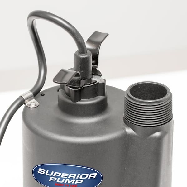 Superior Pump 92370 1/3 HP Thermoplastic Submersible Sump Pump with Tethered Float Switch 