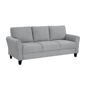 80.50 in. W Round Arm Fabric Textured Upholstered Modern Straight Reclining Sofa in Dark Gray