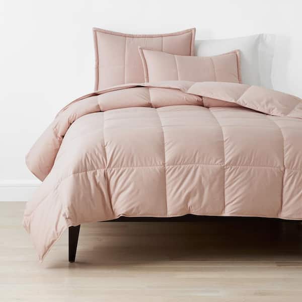 The Company Store Lacrosse LoftAIRE Recycled Fill Down Alternative Solid Blush Pink Twin XL Cotton Comforter