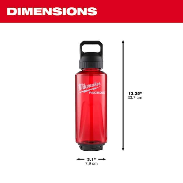 Milwaukee PACKOUT 48 Oz. Red Plastic Bottle with Chug Lid