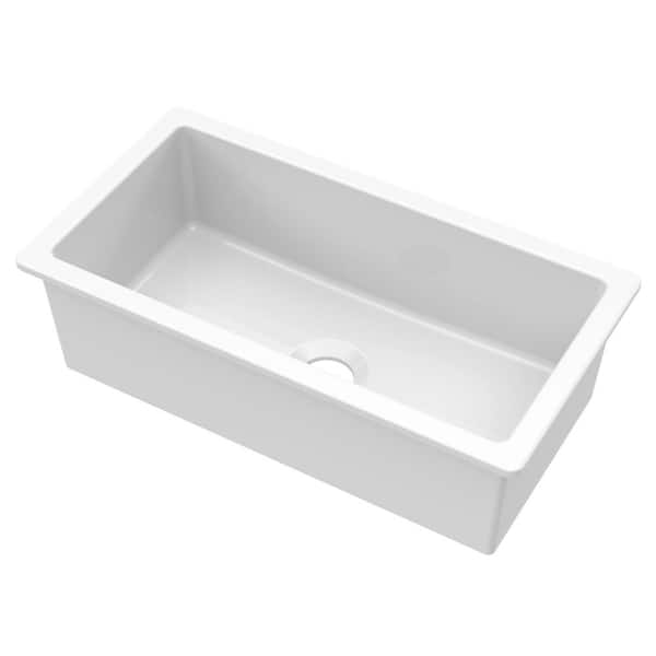 Fiamma 34 in. Undermount Single Bowl White Fireclay Kitchen Sink