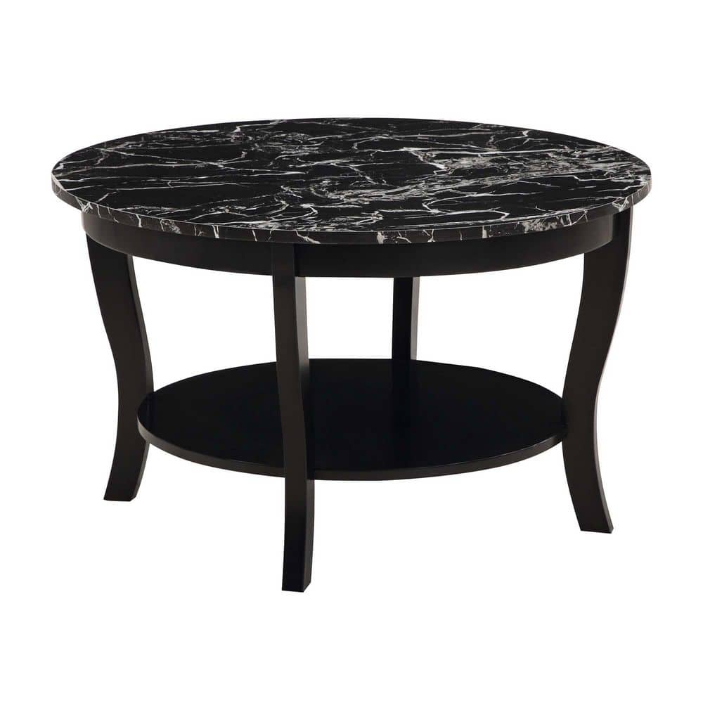 Convenience Concepts American Heritage 30 in. Black Round Black Faux ...