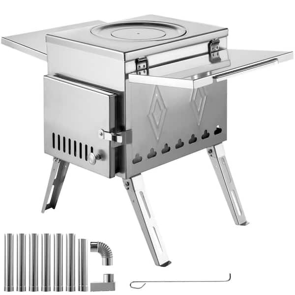 VEVOR Tent Wood Stove 304 Stainless Steel Portable Camp Wood Stove 95.7 in. with Folding Pipe for Tent Heating Hunting Cooking