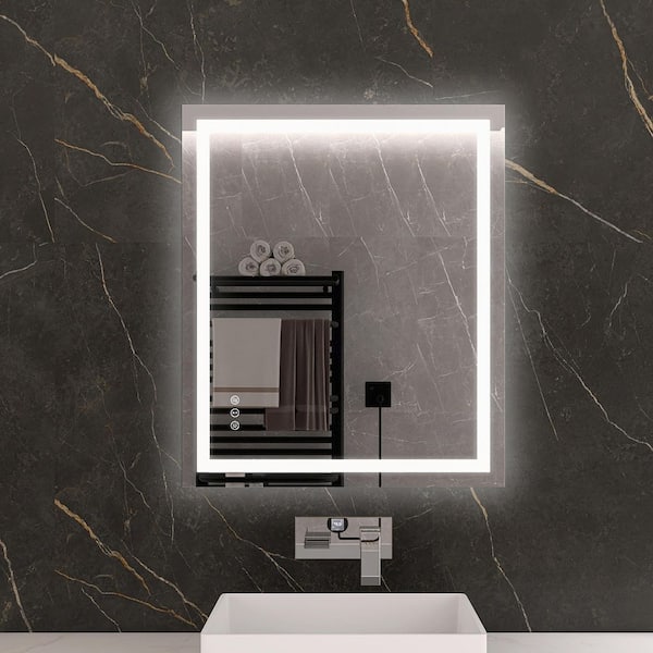 KariMo 30 in. W x 36 in. H Rectangular Frameless Wall Bathroom Vanity Mirror with Backlit Front Light, Dimmable