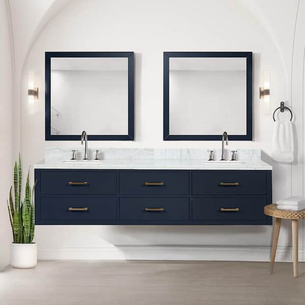 Reviews for Lexora Sherman 80 in W x 22 in D Blue Double Bath Vanity ...