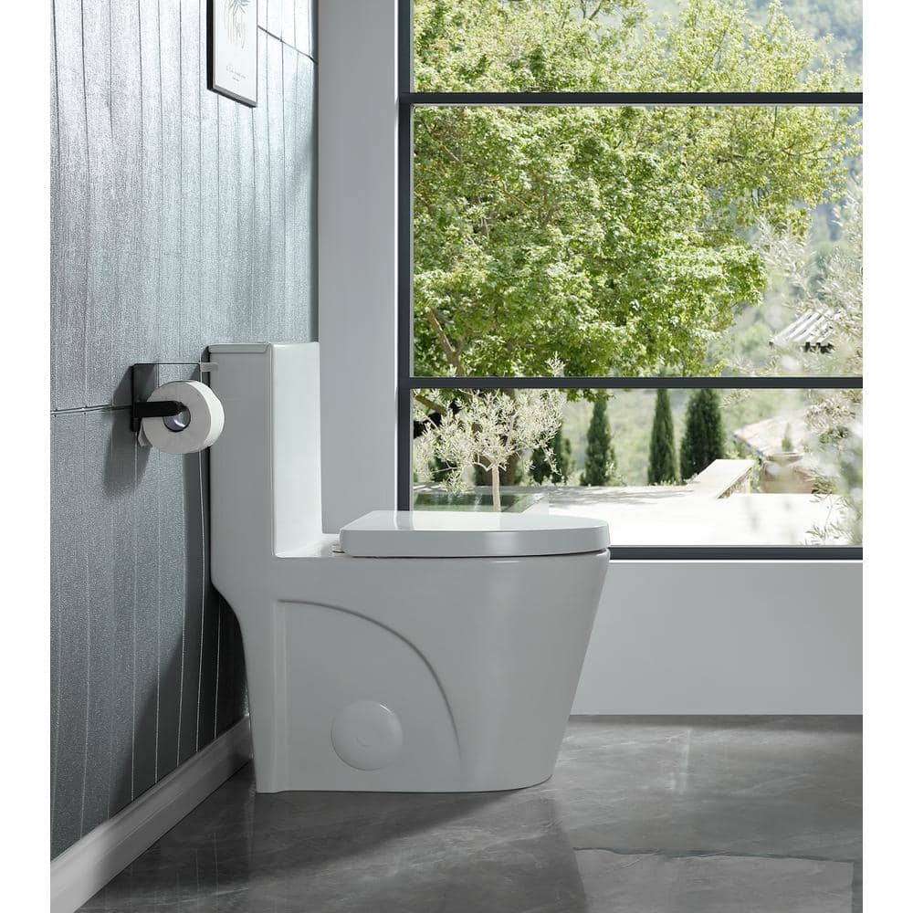Glossy White Dual Flush Comfort Height One-Piece Toilet