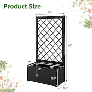 24 in. L x 12.5 in. W x 12.5 H Trellis Black Metal Raised Garden Bed Planter Box for Climbing Plants (2-Pieces)