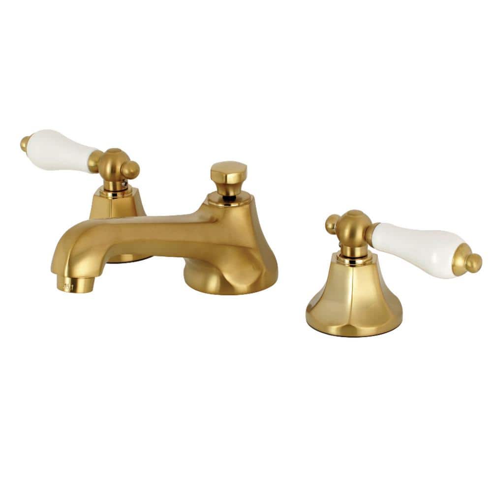 Metropolitan Porcelain Lever 8 in. Widespread 2-Handle Bathroom Faucet in Brushed Brass price history on PriceWatchPro