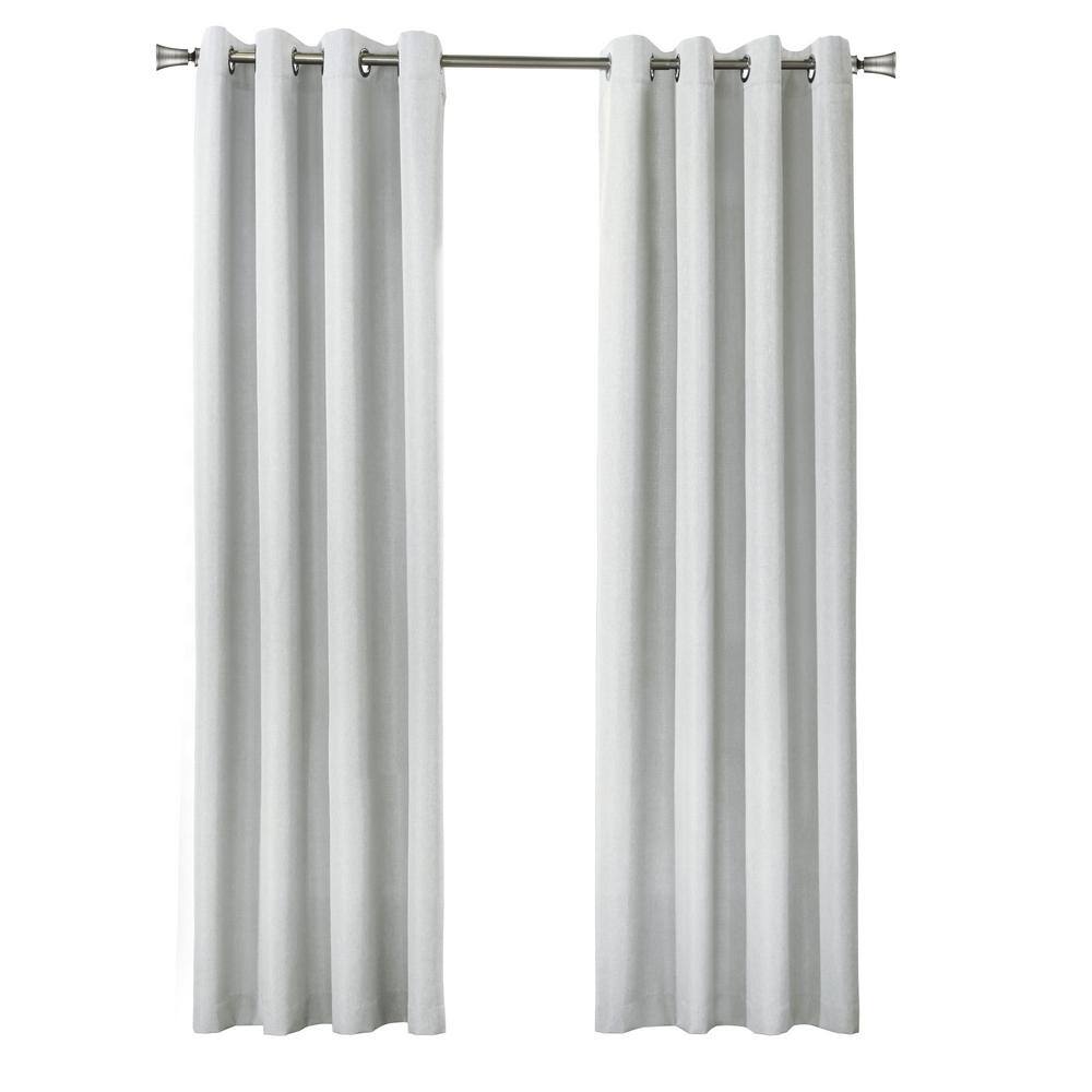 Marissa Light Grey Polyester Textured 52 in. W x 84 in. L Grommet Indoor Bl