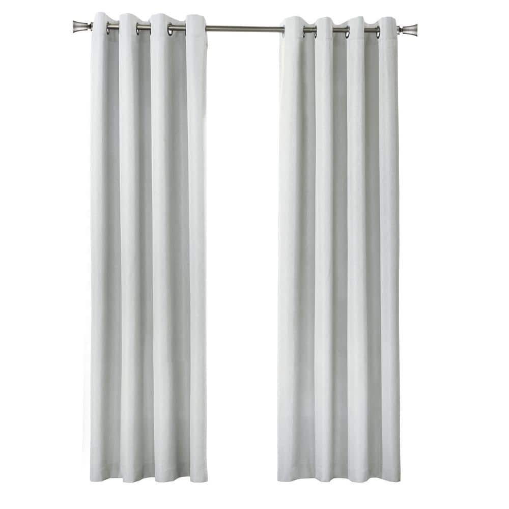 Marissa Light Grey Polyester Textured 52 in. W x 95 in. L Grommet Indoor Bl