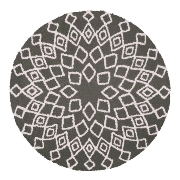 Gertmenian Thayer Jamila Gray 6 ft. 5 in. x 6 ft. 5 in. Global Shag Round Indoor Area Rug