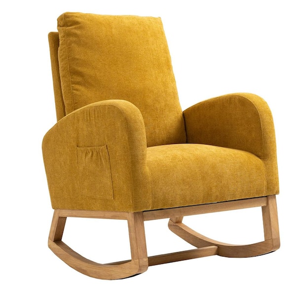 Unbranded Modern Yellow Linen Rocking Chair