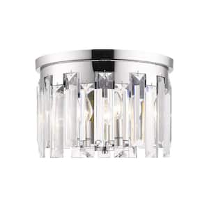 Cormac 15.75 in. 4-Light Chrome Flush Mount Light with Clear Crystal Shade with No Bulbs Included