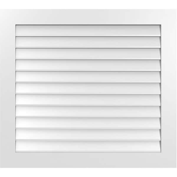 Ekena Millwork 40" x 36" Rectangular White PVC Paintable Gable Louver Vent Non-Functional