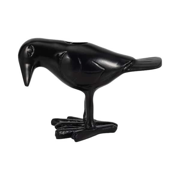 6 in. Black Metal Novelty Crow Taper Candle Holder