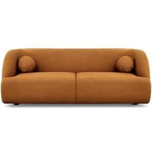 Daisy 87 in. W Round Arm Modern Luxury Japandi Style Boucle Fabric Curvy Sofa Couch in Burnt Orange (Seats 3)