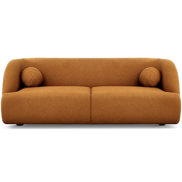 Ashcroft Furniture Co Daisy 87 in. W Round Arm Modern Luxury Japandi Style Boucle Fabric Curvy Sofa Couch in Burnt Orange (Seats 3)
