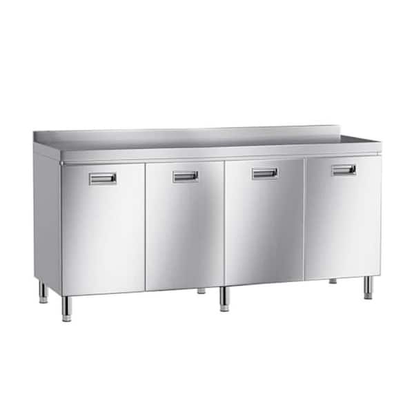 Stainless Steel 70.86 x 21.66 x 35.43 in Outdoor Kitchen Cabinet Prep Table with Storage Double-Layer Design 4 Doors