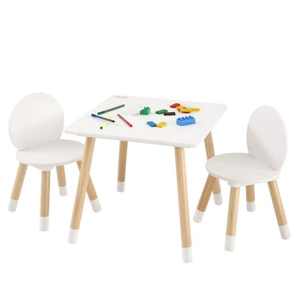 Kids Table and 2-Piece Chair Set Top Toddler Table and Chair Set Children Multi-Activity Table for Art, Craft, Reading