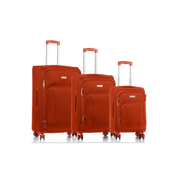 Unbranded CHAMPS Traveler's 29 in.,25 in., 20 in. Orange Softside Luggage Set with Spinner Wheels (3-Piece)