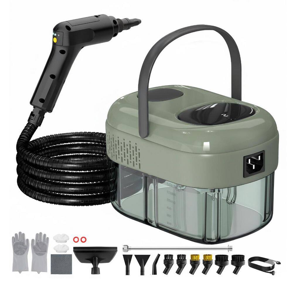 2500W Handheld Steam Cleaner for All Surfaces with 3-Level Steam, 15s Fast Heat-Up, 47.3oz Tank, 21 Accessories, Green price history on PriceWatchPro