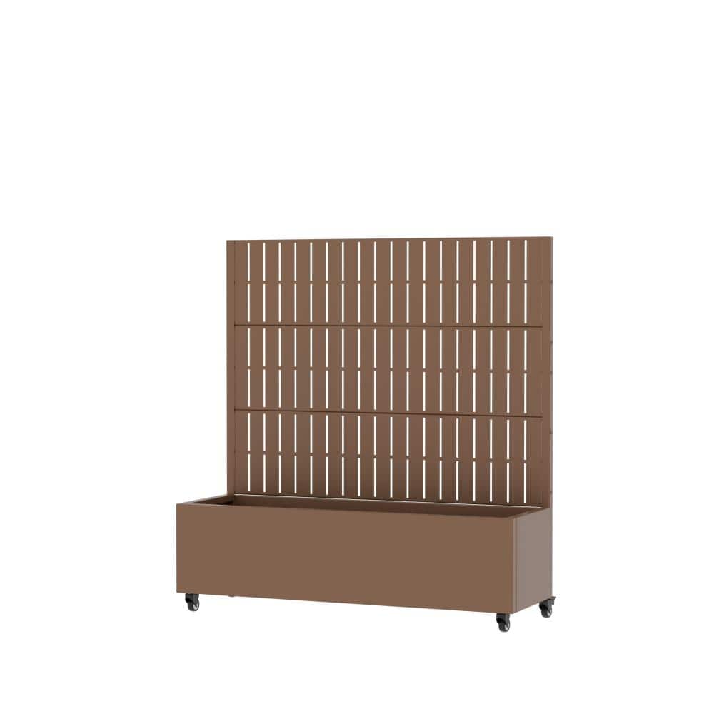 47 in. H x 47 in. W Brown Outdoor Galvanized Steel Privacy Screen Planter Box Trellis with Detachable Wheels price history on PriceWatchPro