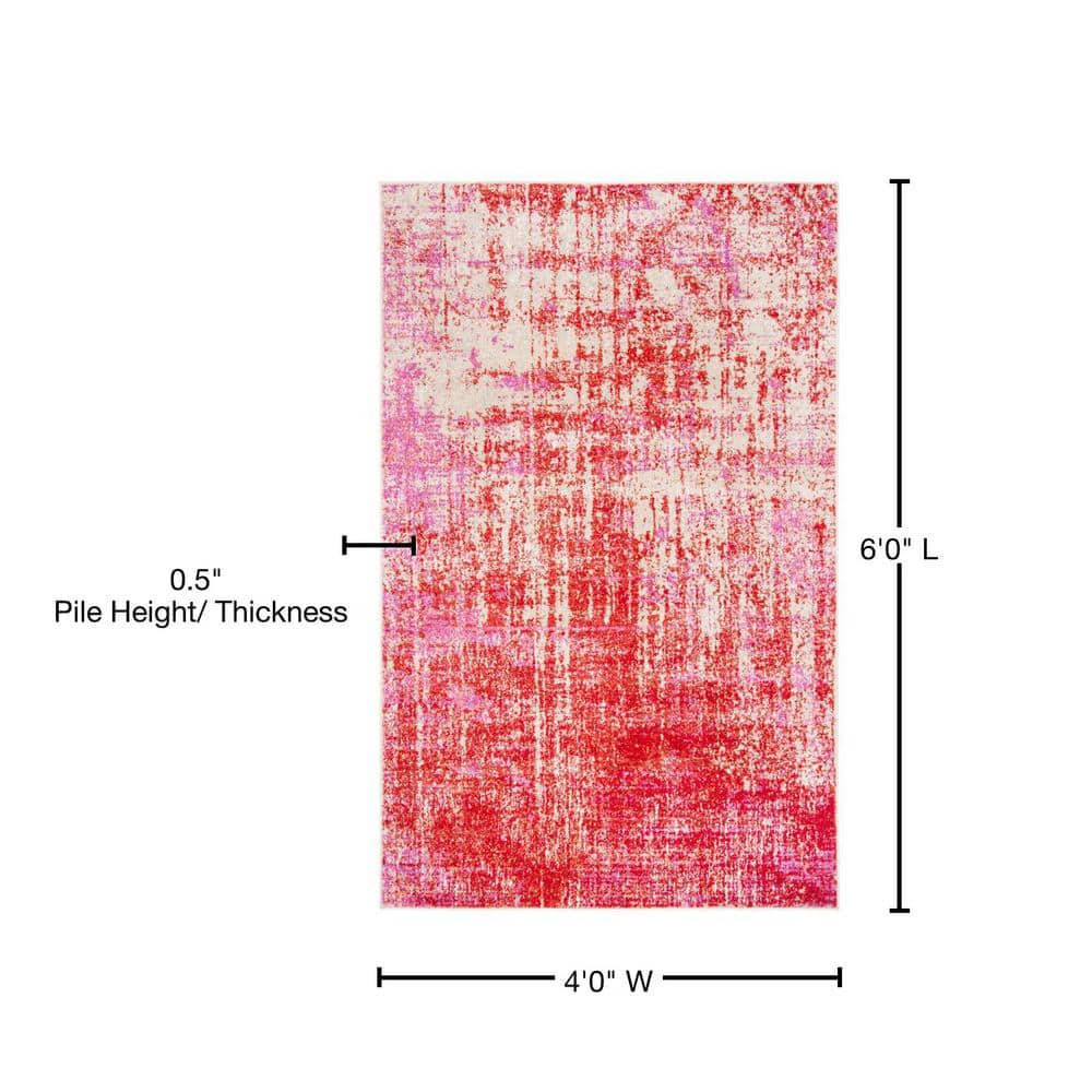 Reversible Red and Gold Synthetic 4' x 6' Area Rug