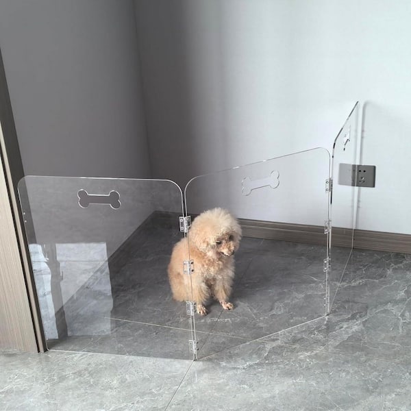 KIWDZFU Acrylic Dog Playpen 60 W x 24 H Pre-Assembled Foldable