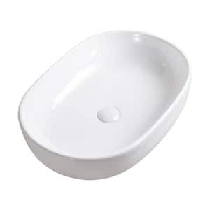16.50 In. D X 23.63 In. W X 5.50 In. H White Oval Ceramic Vessel Bathroom Sink Vanity