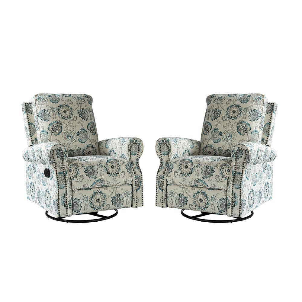 JAYDEN CREATION Orlando Medallion Manual Swivel Glider Recliner with