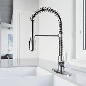 Brant Single Handle Pull-Down Sprayer Kitchen Faucet Set with Deck Plate in Stainless Steel