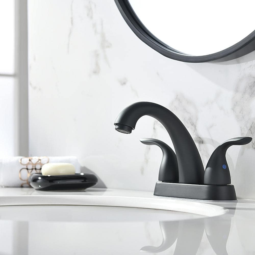 Matte Black Stainless Steel Centerset Bathroom Faucet with Drain