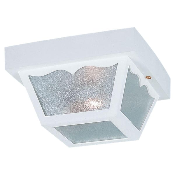 Generation Lighting 10.25 in. W. 2-Light White Outdoor Ceiling Fixture