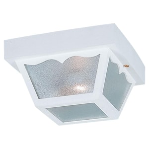 10.25 in. W. 2-Light White Outdoor Ceiling Fixture