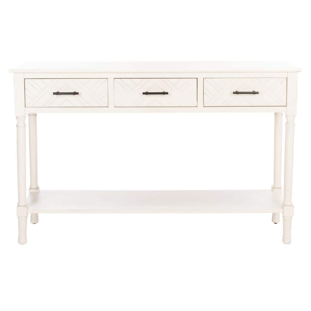 SAFAVIEH Peyton 47.3 in. Distressed White Rectangle Wood Console Table ...