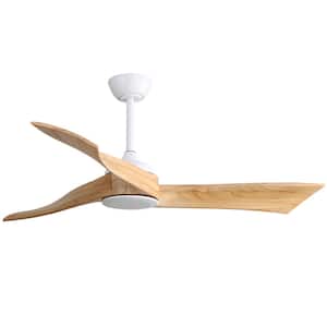 52 in. Indoor/Outdoor White Wood Ceiling Fan without Light 6 Speed Remote Control