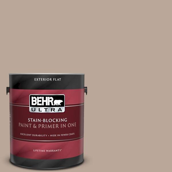 BEHR ULTRA 1 gal. #UL130-16 Mesa Taupe Flat Exterior Paint and Primer in One