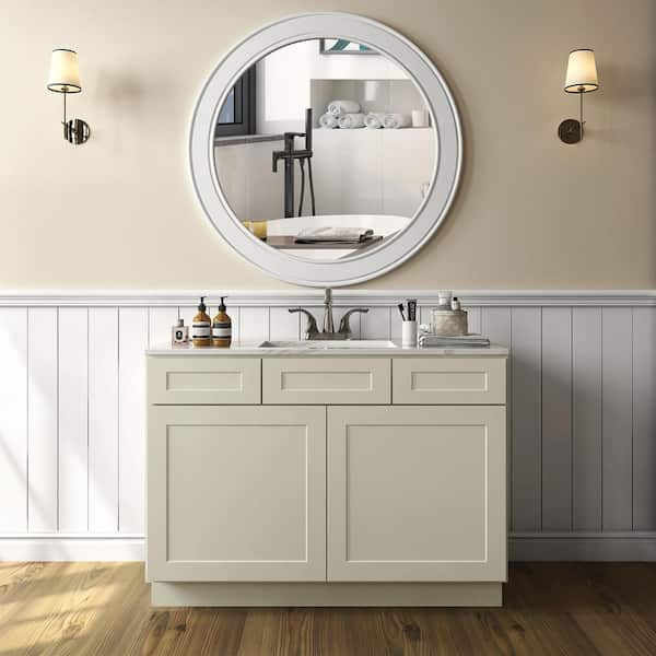48 in. W x 21 in. D x 34.5 in. H Bath Vanity Cabinet without Top in Shaker Antique White
