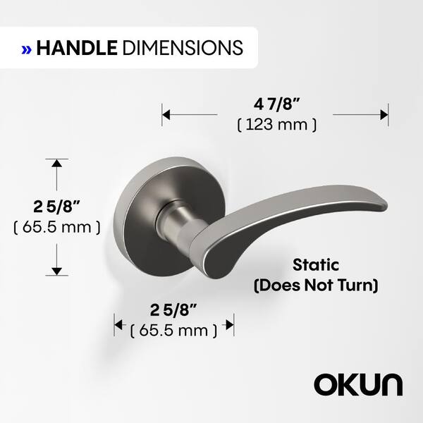 Okun Brook Metal Brushed Nickel Dummy Door Handle with Round