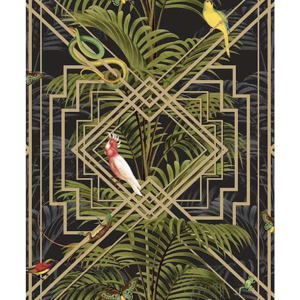 HOLDEN Akello Tropical Black Non-Woven Non-Pasted Wallpaper (Covers 56 sq. ft.)