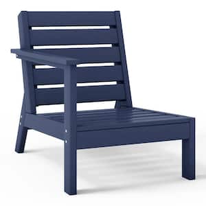 Birchwood Outdoor Patio Deep Seating HDPE Lounge Chair with Left Facing Arm in Navy Blue