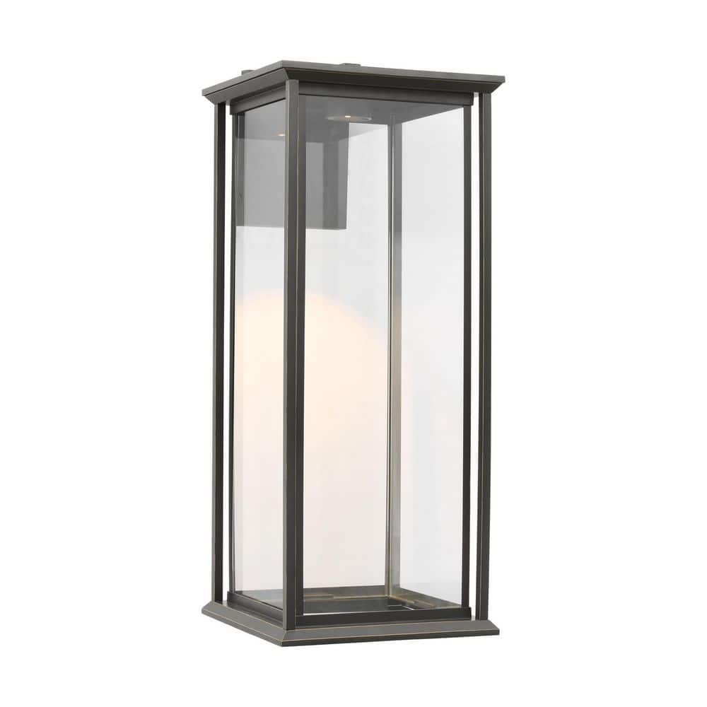 Audley 24 in. Textured Black with Clear Glass Panels Outdoor Hardwired Lantern Sconce with Integrated LED price history on PriceWatchPro