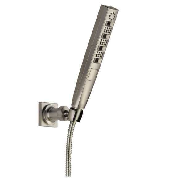 Delta 4-Spray Patterns 1.75 GPM 1.43 in. Wall Mount Handheld Shower Head with H2Okinetic in Lumicoat Stainless