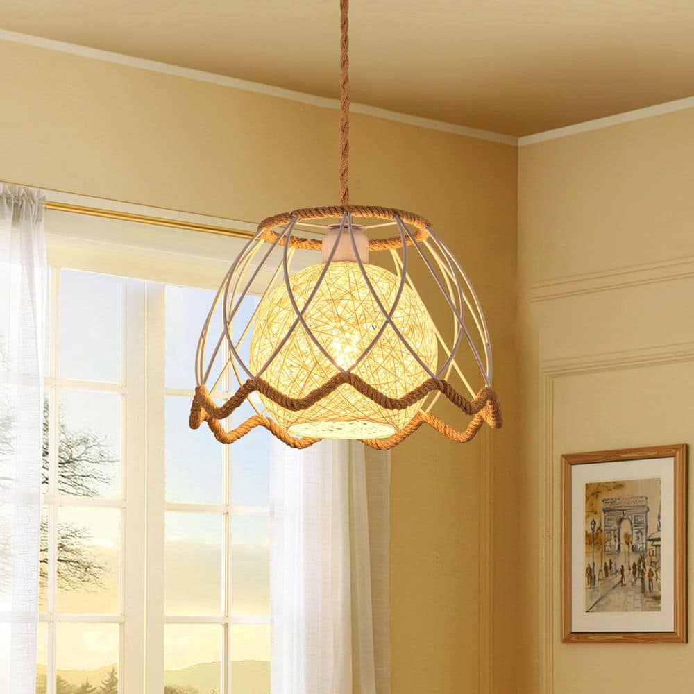 1-Light Boho Rattan Brown Rope Pendant 2-Tier Cube-Shaped Kitchen Island Chandelier price history on PriceWatchPro