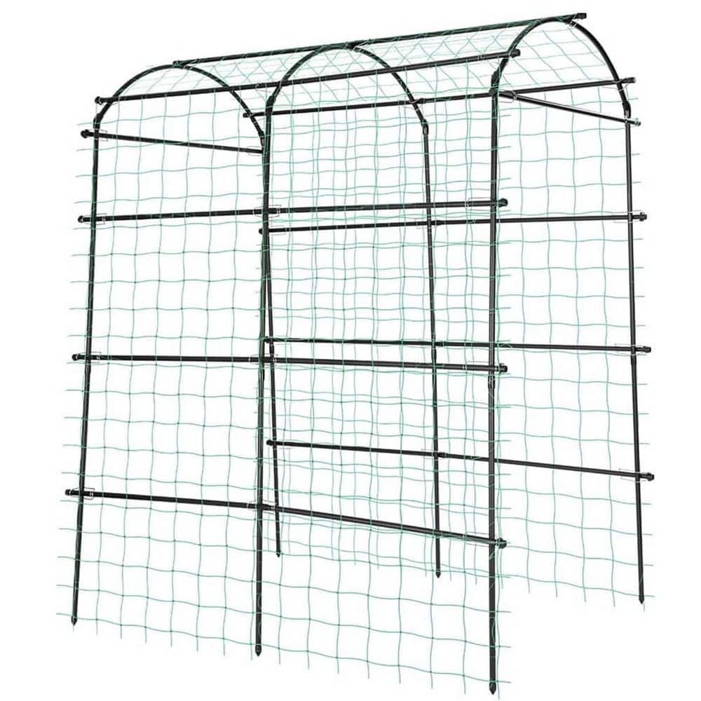 84 in. Metal Garden Arch Trellis or Climbing Plants with Nylon Netting for Climbing Vine Vegetables Fruits Black price history on PriceWatchPro