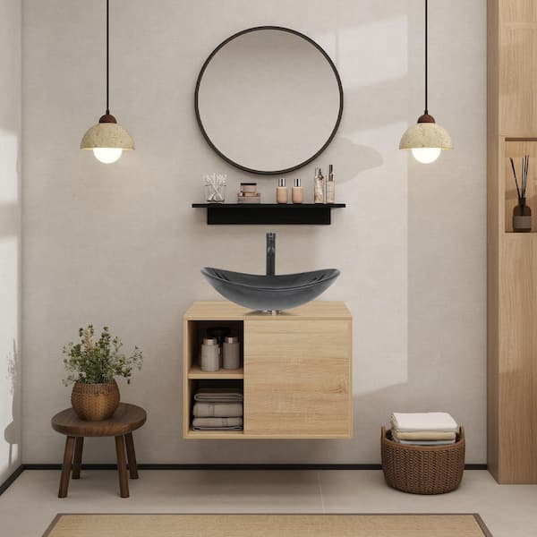 24 in. W x 19 in. D x 17 in. H Single Sink Bath Vanity in Burlywood Color with Burlywood Solid Surface Top and Mirror