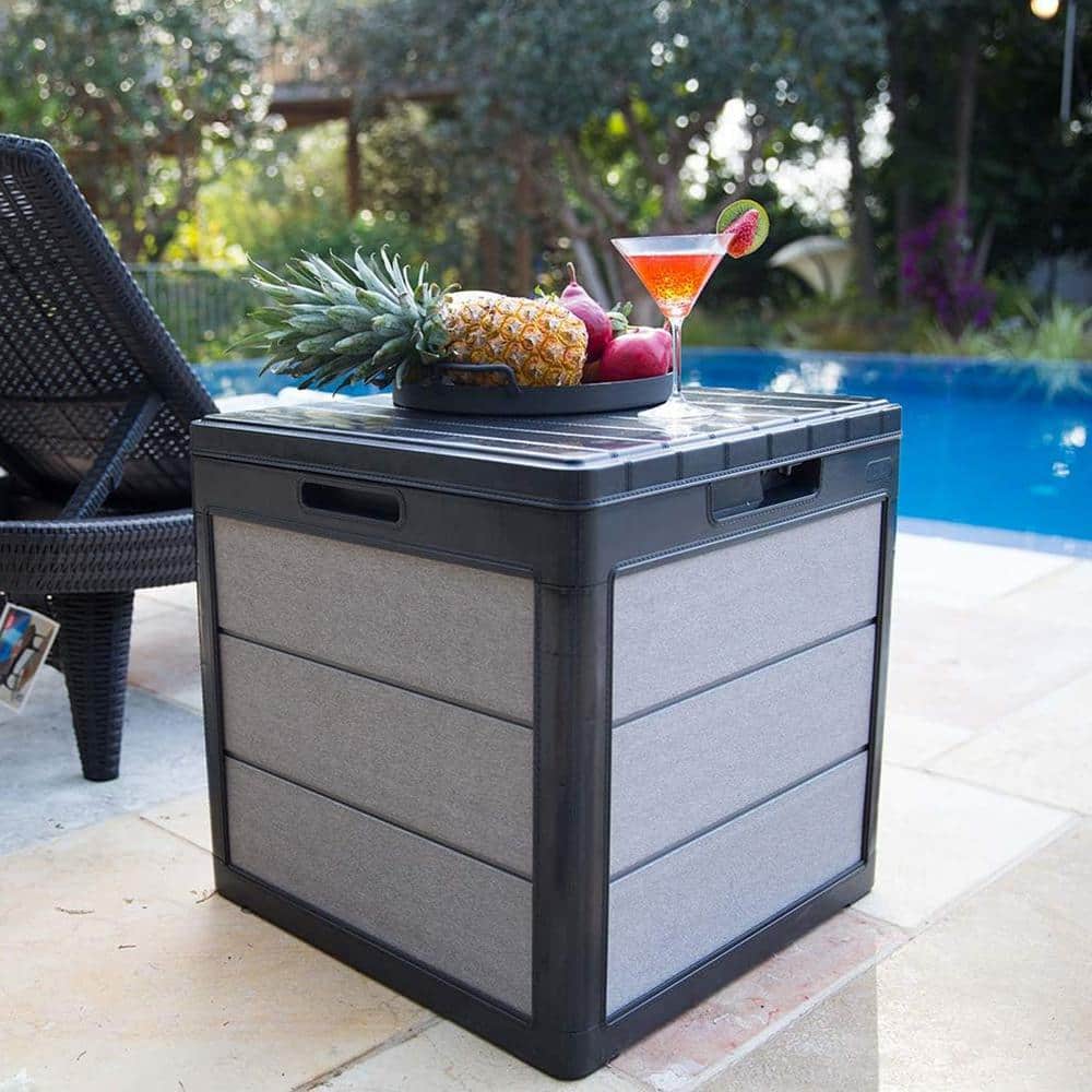 Keter 30 Gallon Gray and Black Lockable Resin Deck Box
