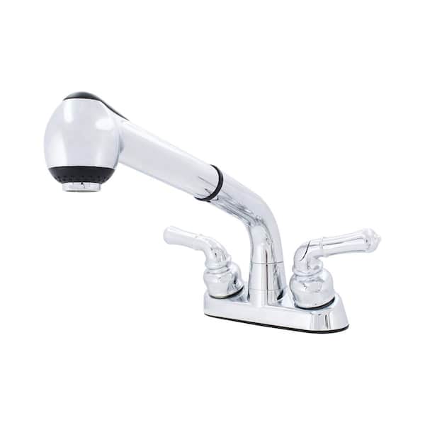 WASSERMAN FAUCETS Dual Handle Pulldown Sprayer Utility Faucet with Washerless Cartridge in Chrome